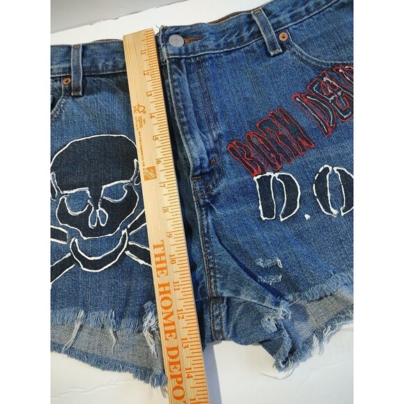 HOT PANTS SHORT Shorts Denim Levi Sz 14 Cutoff Frayed Hippie Distressed VTG - Picture 8 of 8